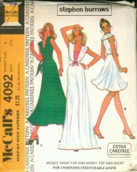 4092 MCCALLS 1974 BURROWS WRAP TOP, MIDDY TOP, SKIRT PATTERN 8 UNCUT